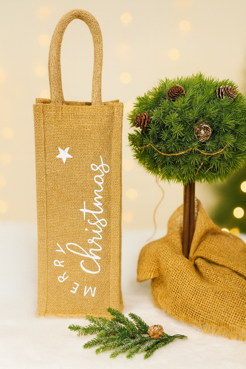 Jutetasche Glitzer Weihnachten