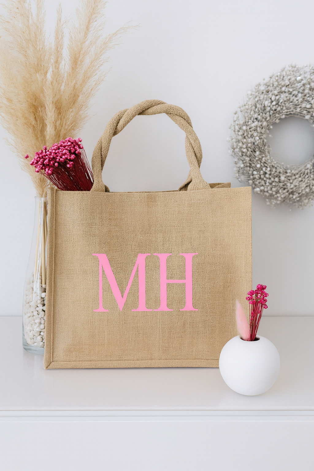Personalisierte Jute Tasche mit Initialen