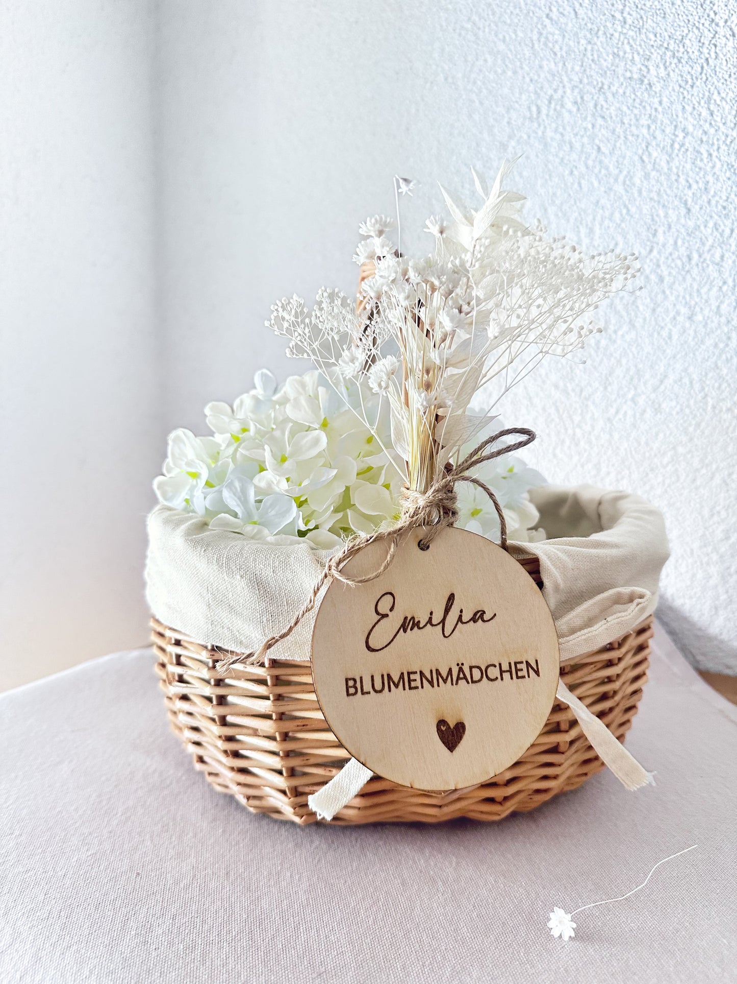 Blumenmädchen Körbchen mit Namensanhänger