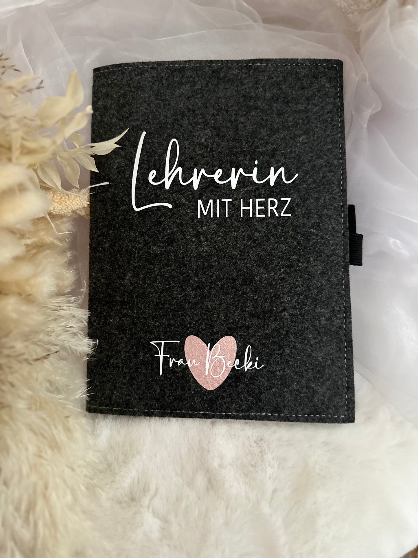 Filz Notizbuch"Lehrerin mit Herz"