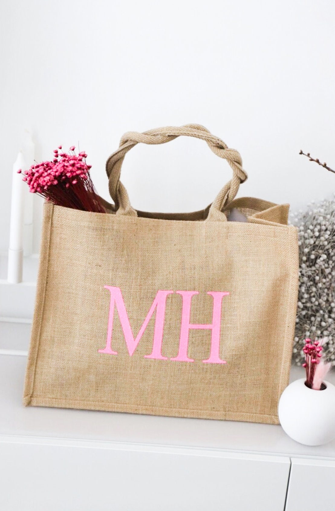 Personalisierte Jute Tasche mit Initialen