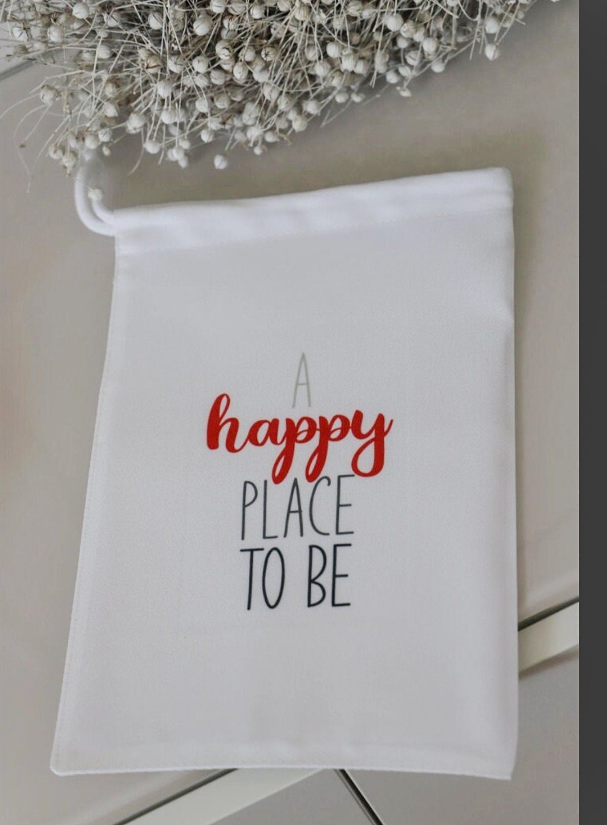 Lichtbeutel mit Spruch „happy Place to be“