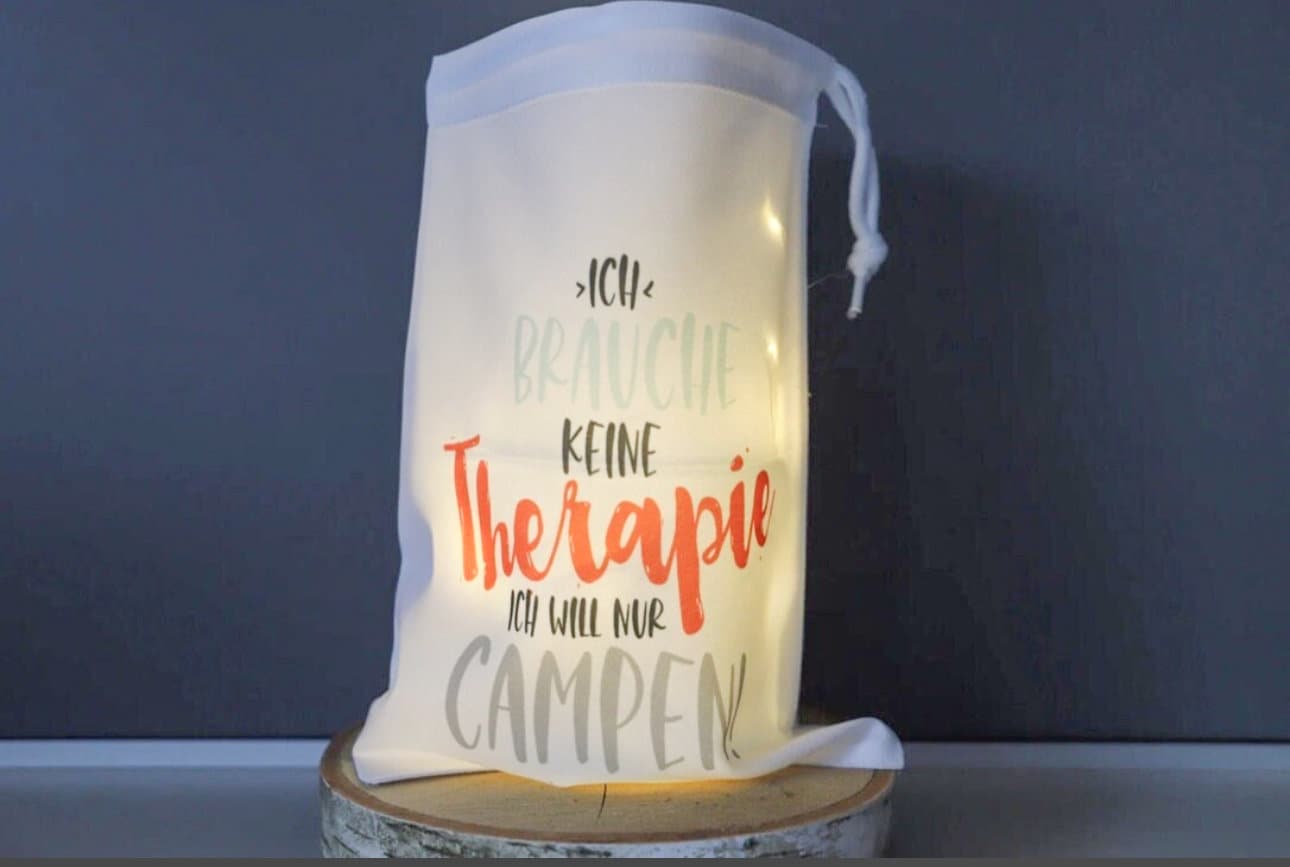 Lichtbeutel Camper mit Spruch