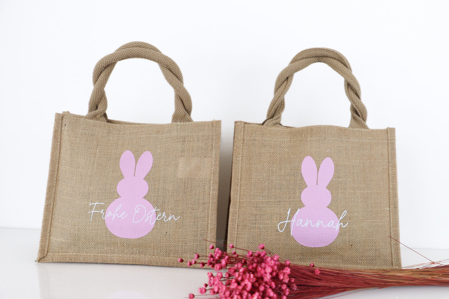 Jutetasche mit Osterhase(personalisiert)