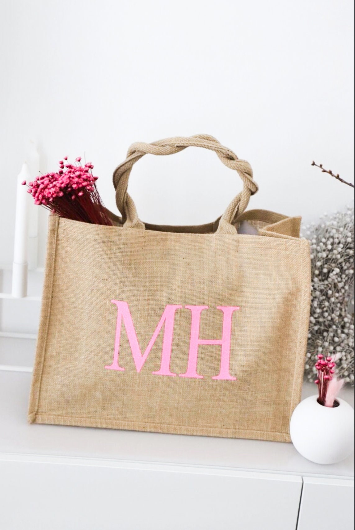 Personalisierte Jute Tasche mit Initialen
