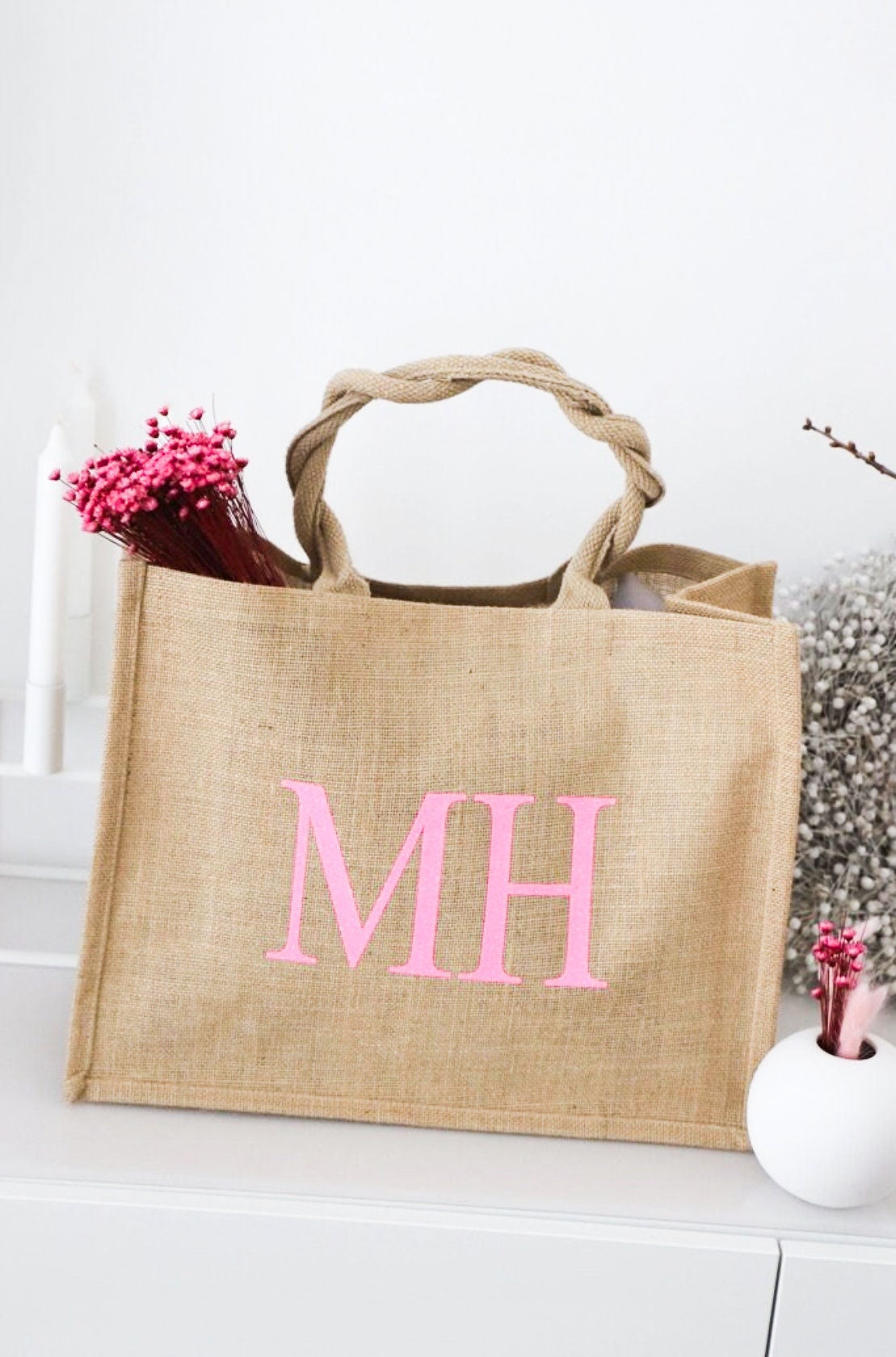 Personalisierte Jute Tasche mit Initialen