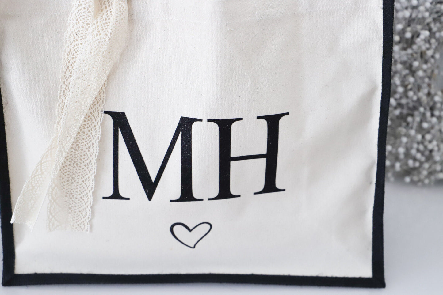 Jute Tasche personalisiert mit Initialen und Herz