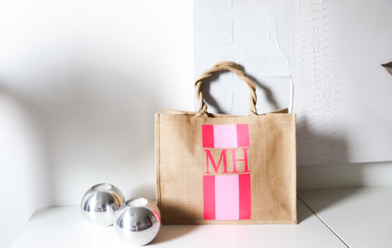 Personalisierte Jute Tasche mit Initalen