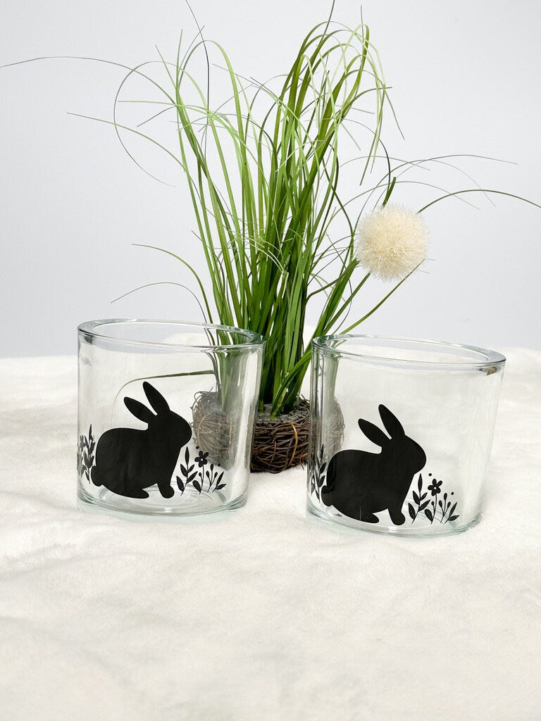 Windlicht mit Osterhase Motiv