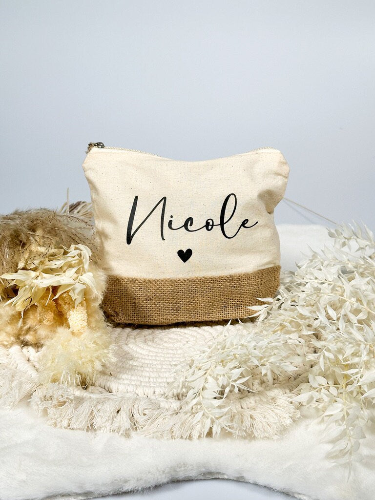 Personalisierte Kosmetiktasche Jute mit Namen