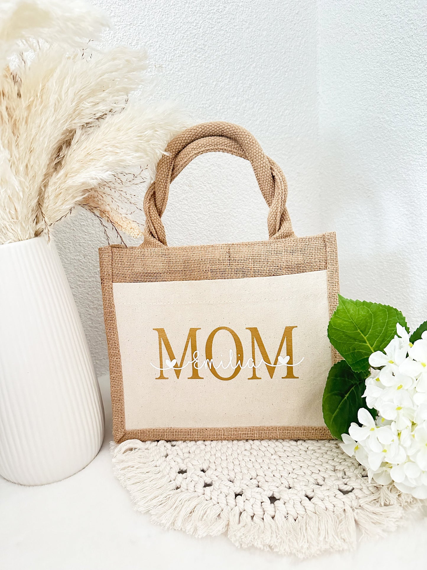 Personalisierte Jutetasche „MOM“