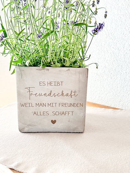 Blumentopf  in Betonoptik- Freundschaft