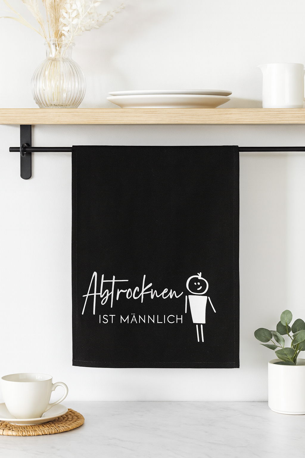 Geschirrtuch mit Spruch „Abtrocknen ist Männlich „