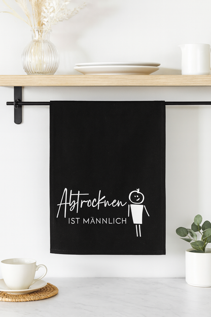 Geschirrtuch mit Spruch „Abtrocknen ist Männlich „