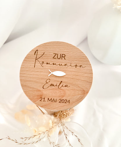 Personalisiertes Vorratsglas Kommunion/Konfirmation/Taufe