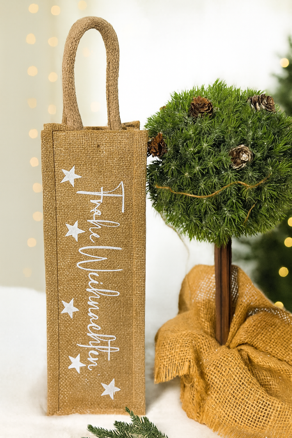 Jutetasche Glitzer Weihnachten