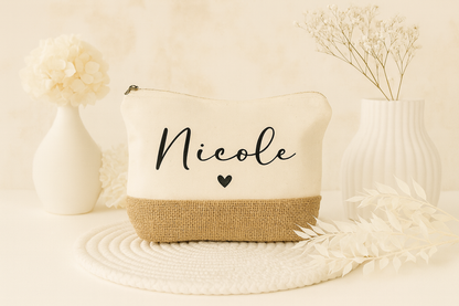 Personalisierte Kosmetiktasche Jute mit Namen