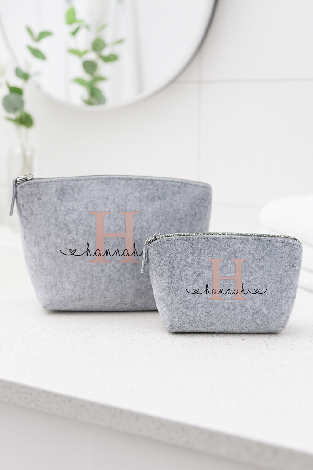 Kosmetiktasche aus Filz personalisiert