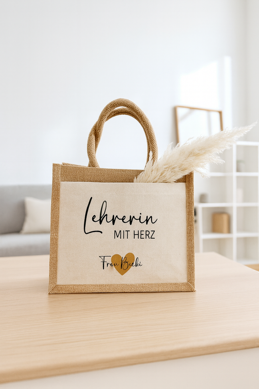 Jutetasche|“Lehrerin mit Herz“