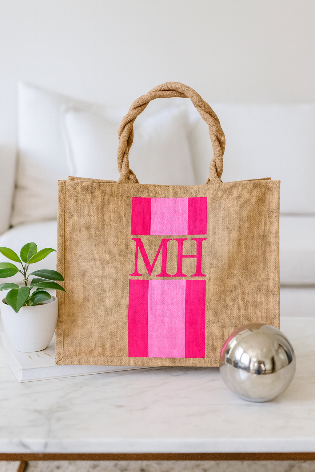 Personalisierte Jute Tasche mit Initalen