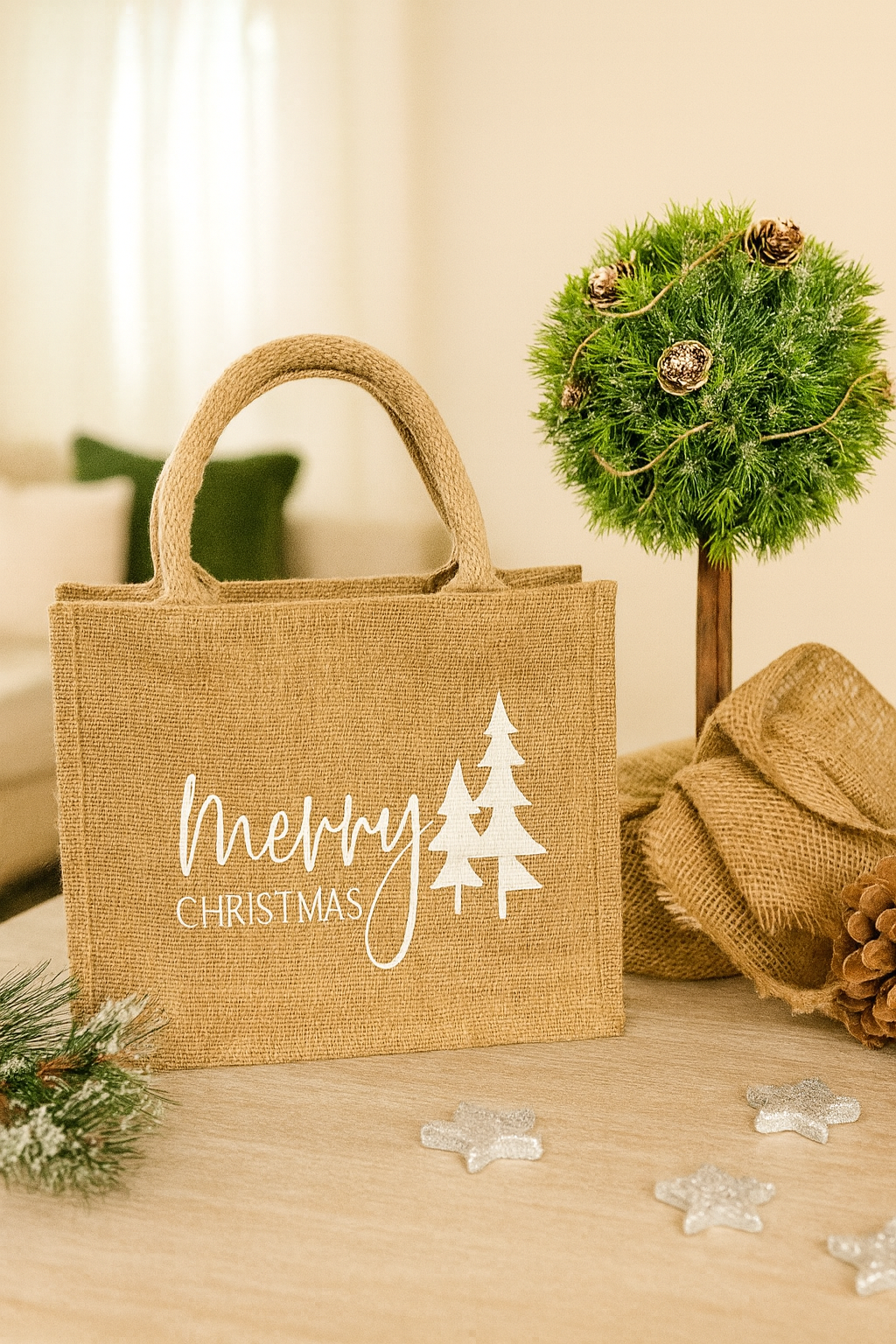 Weihnachtstasche Glitzer „Merry Christmas“