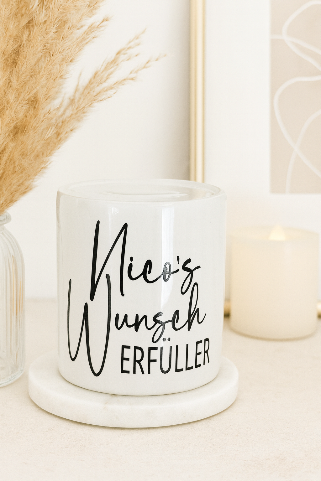 Spardose mit Spruch „Wunscherfüller“