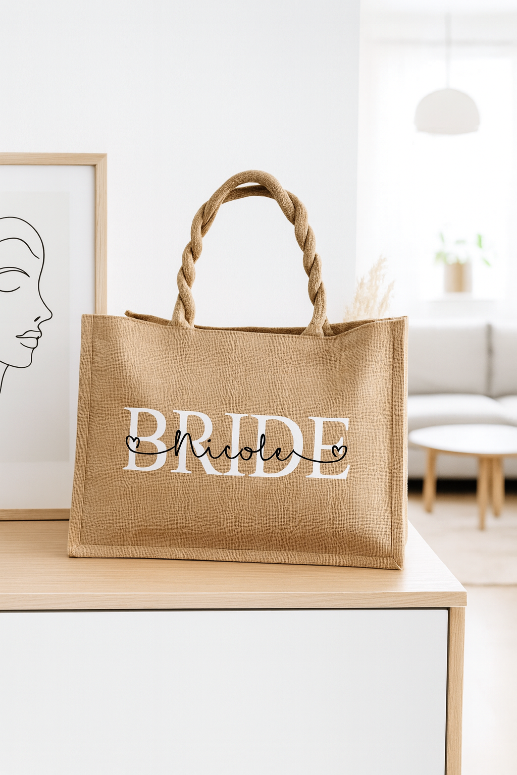 Personalisierte Jutetasche“Bride“