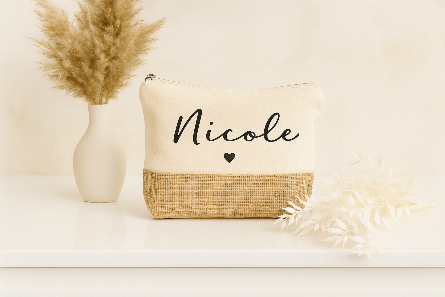 Personalisierte Kosmetiktasche Jute mit Namen