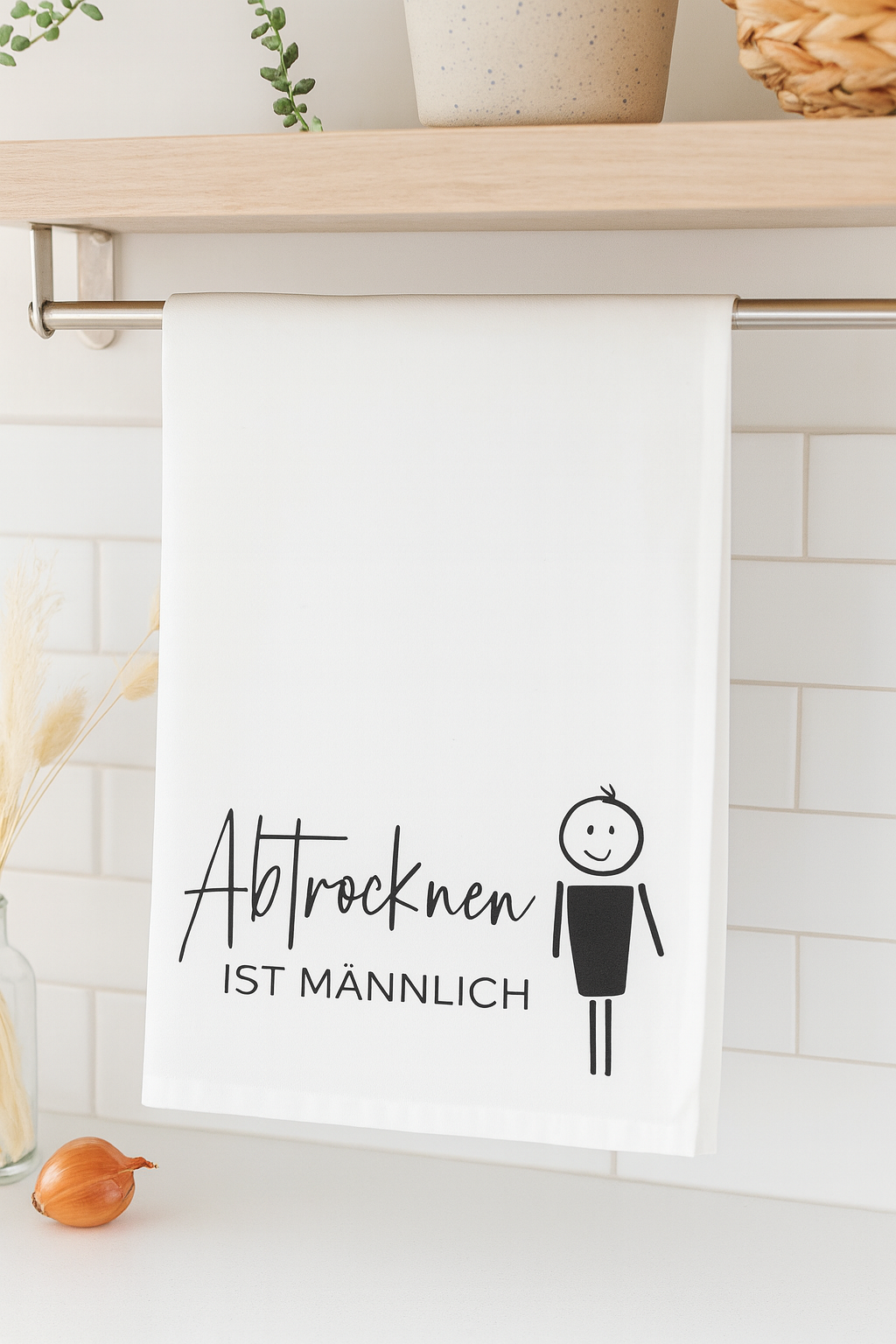 Geschirrtuch mit Spruch „Abtrocknen ist Männlich „