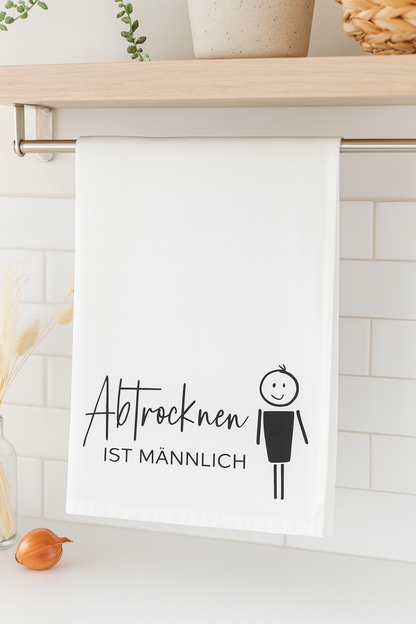 Geschirrtuch mit Spruch „Abtrocknen ist Männlich „