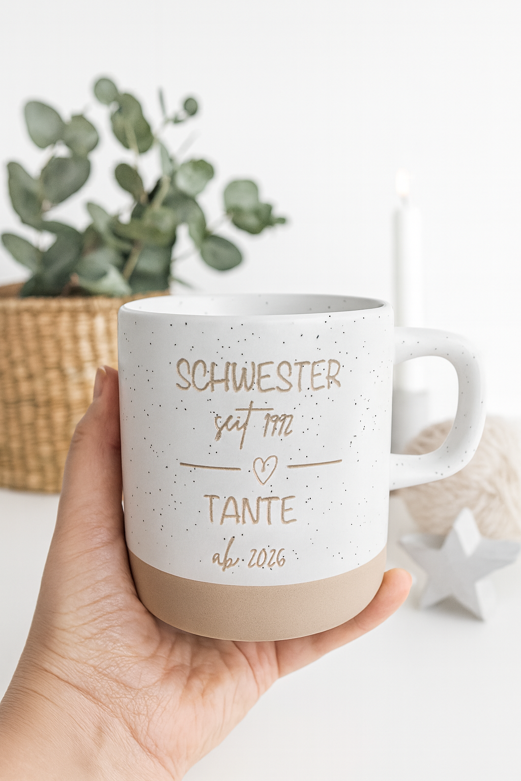 Personalisierte Tasse "Schwester seit… Tante ab…"- Geschenk zur Schwangerschaft
