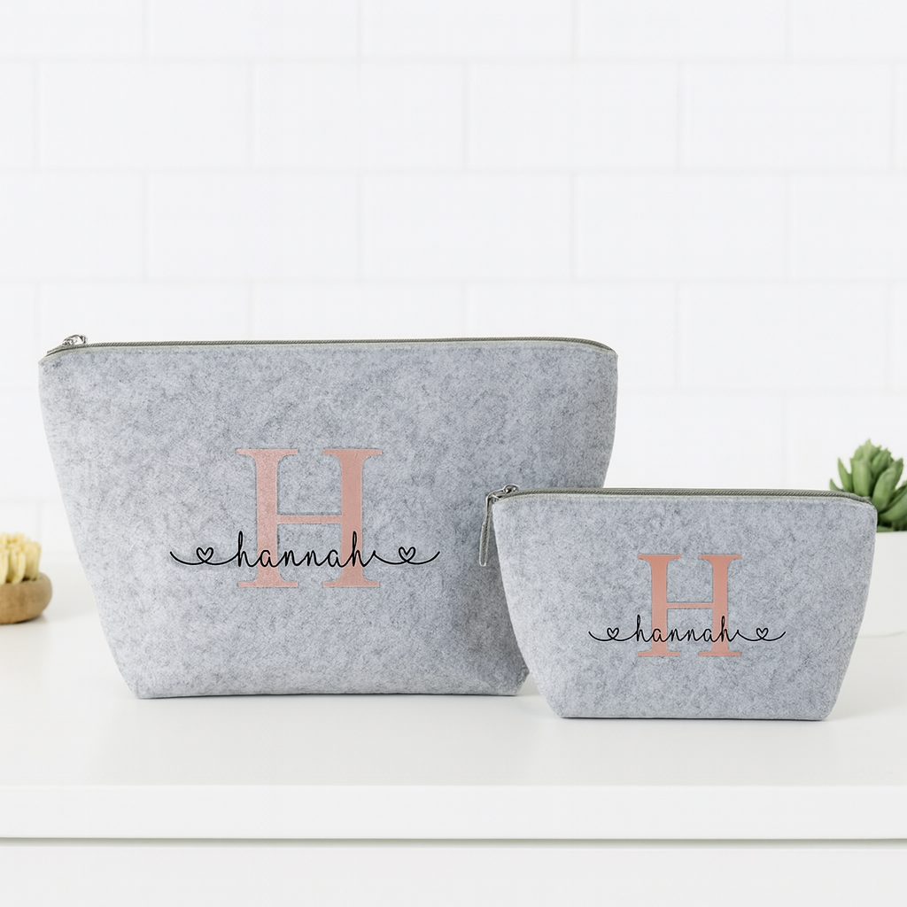 Kosmetiktasche aus Filz personalisiert