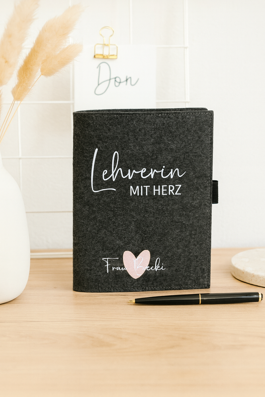 Filz Notizbuch"Lehrerin mit Herz"