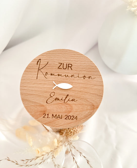 Personalisiertes Vorratsglas Kommunion/Konfirmation/Taufe