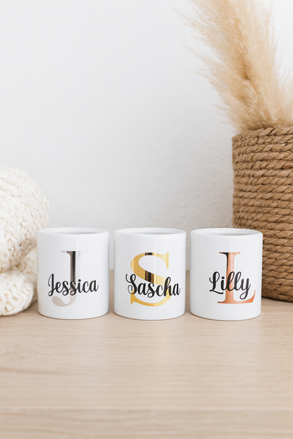 Spardose personalisiert mit Initial und Name