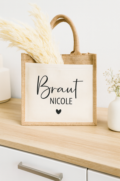 Personalisierte Jutetasche“ Braut“