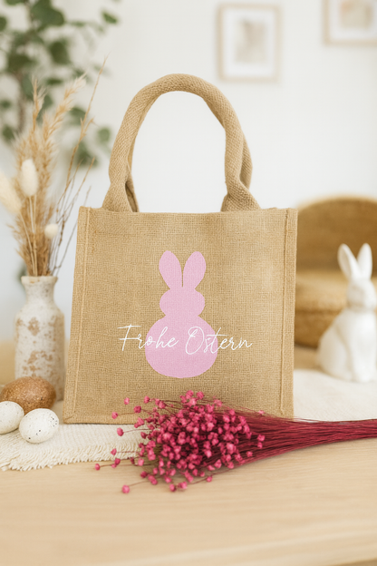 Jutetasche mit Osterhase(personalisiert)