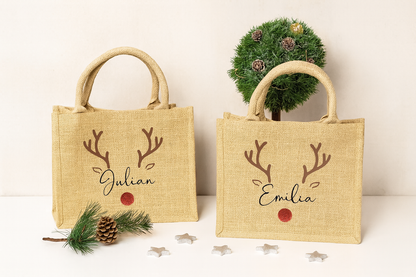 Jute Tasche „Rentier“ personalisiert mit Namen
