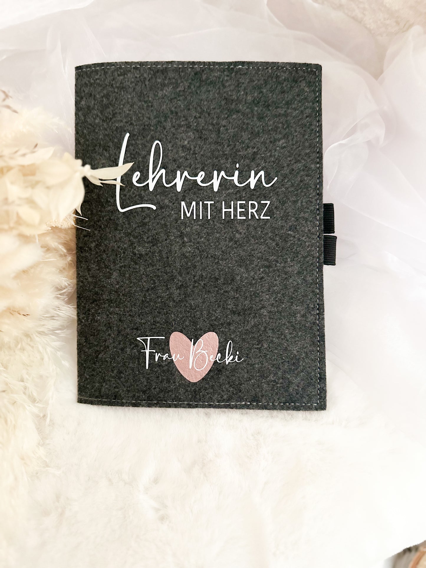 Filz Notizbuch"Lehrerin mit Herz"