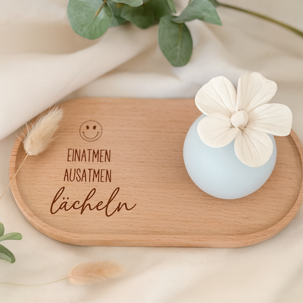 Tablett- Einatmen Ausatmen Lächeln