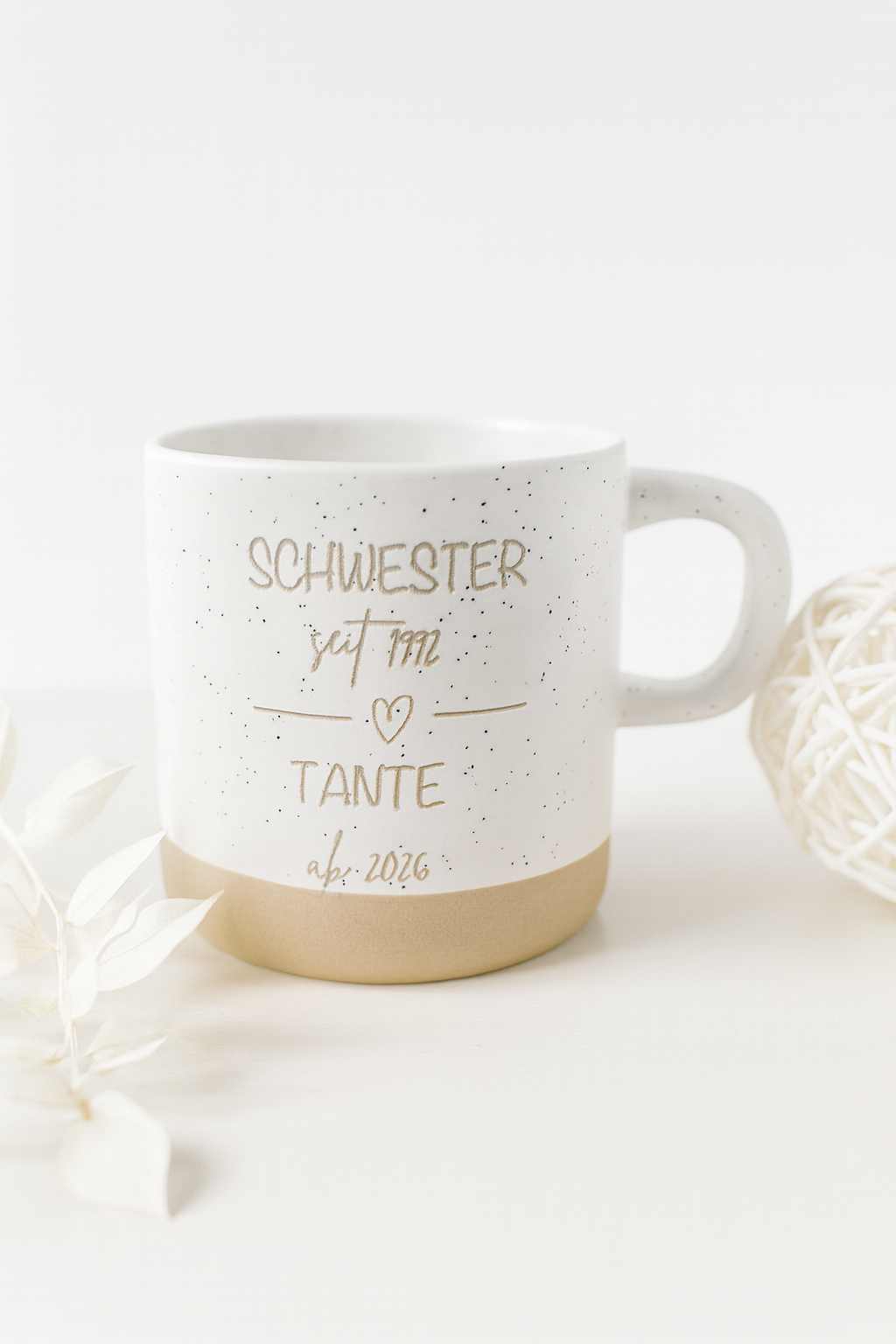 Personalisierte Tasse "Schwester seit… Tante ab…"- Geschenk zur Schwangerschaft
