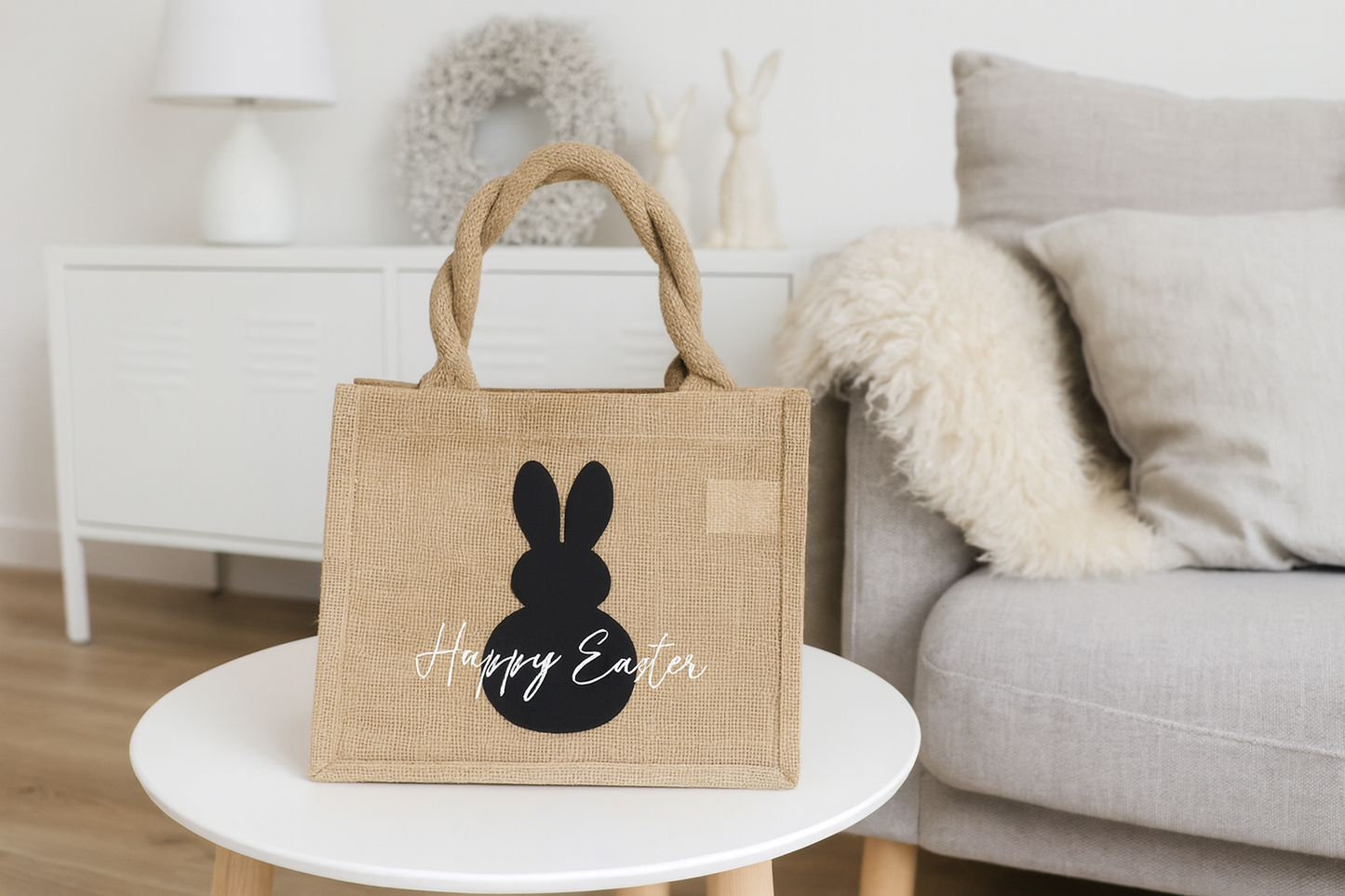 Jutetasche mit Osterhase(personalisiert)