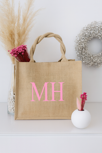 Personalisierte Jute Tasche mit Initialen