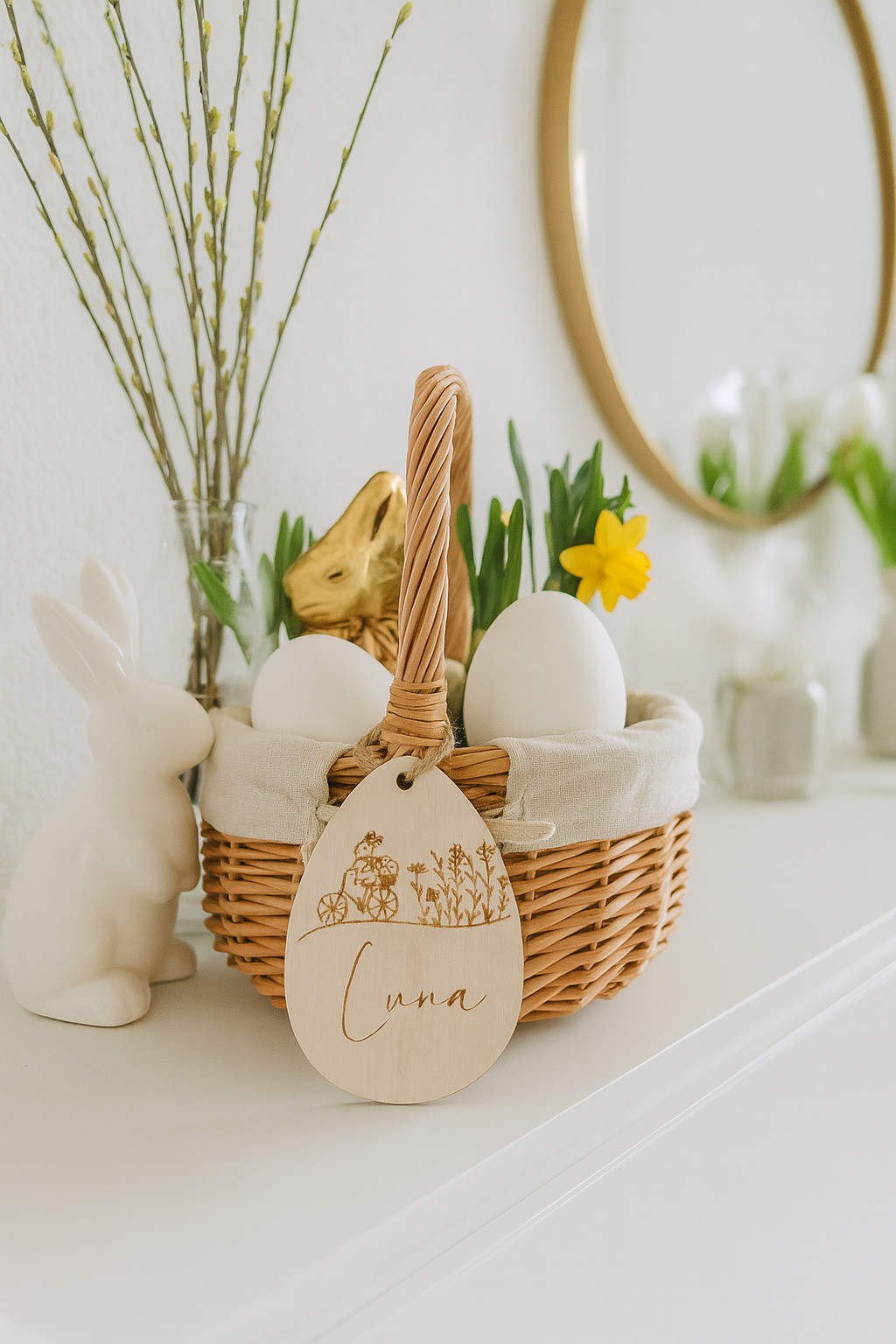 Osterkorb mit Anhänger und Name
