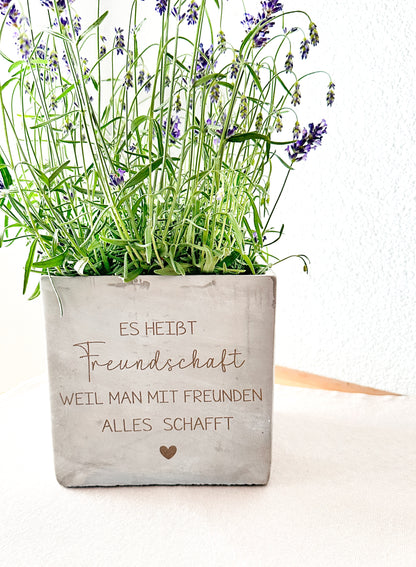 Blumentopf  in Betonoptik- Freundschaft