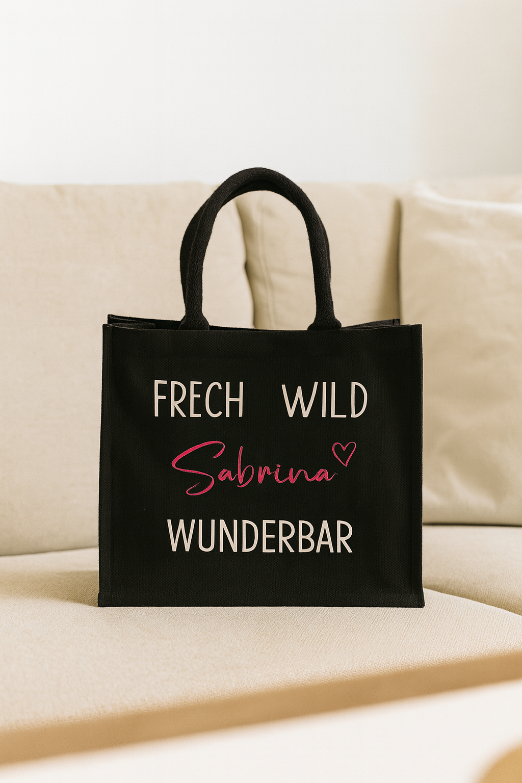 Personalisierte Jutetasche mit Spruch