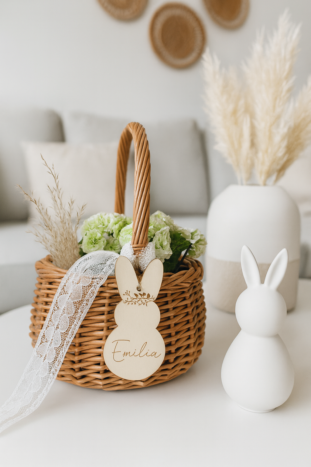 Osterkorb - Hasenanhänger mit Name
