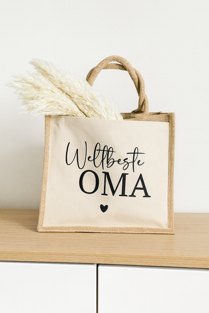 Jutetasche|“Weltbeste Oma“
