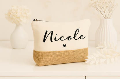 Personalisierte Kosmetiktasche Jute mit Namen