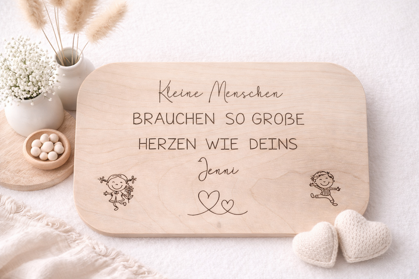 Frühstücksbrett personalisiert als Dankeschön für Erzieherin, Hebamme oder Tagesmutter